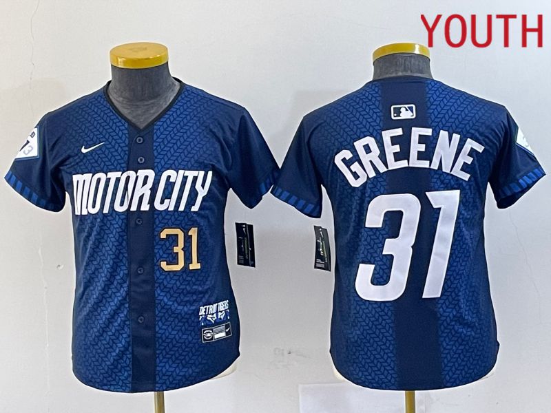 Youth Detroit Tigers #31 Greene Blue City Edition Nike 2024 MLB Jersey style 2->youth mlb jersey->Youth Jersey